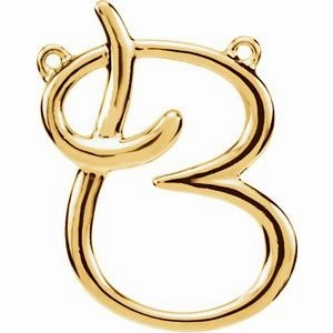 14K Yellow Script Initial D Necklace Center