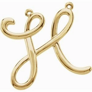 14K Yellow Script Initial D Necklace Center