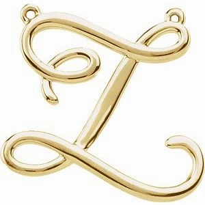 14K Yellow Script Initial D Necklace Center