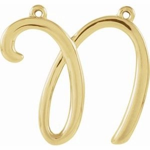 14K Yellow Script Initial D Necklace Center