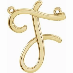 14K Yellow Script Initial D Necklace Center