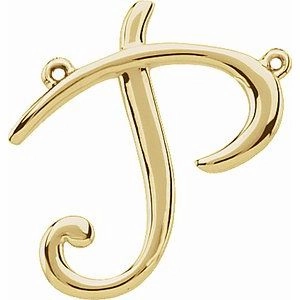 14K Yellow Script Initial D Necklace Center