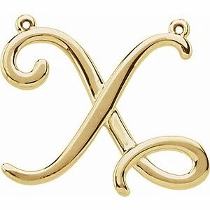 14K Yellow Script Initial D Necklace Center