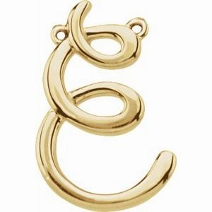 14K Yellow Script Initial D Necklace Center