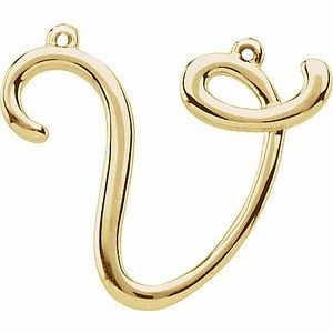 14K Yellow Script Initial D Necklace Center