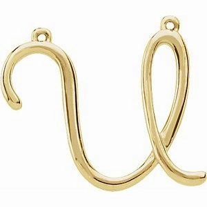 14K Yellow Script Initial D Necklace Center