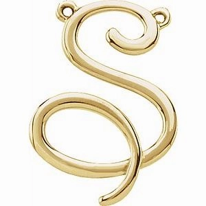 14K Yellow Script Initial D Necklace Center
