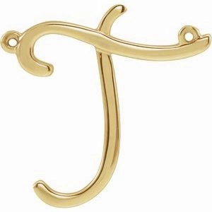 14K Yellow Script Initial D Necklace Center