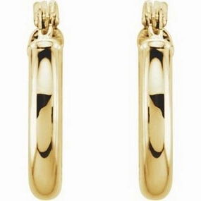 14K Yellow Tube 13 mm Hoop Earrings