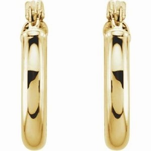 14K Yellow Tube 13 mm Hoop Earrings