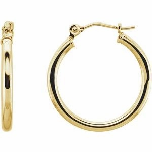 14K Yellow Tube 20 mm Hoop Earrings