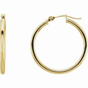 14K Yellow Tube 20 mm Hoop Earrings
