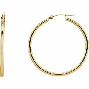 14K Yellow Tube 20 mm Hoop Earrings