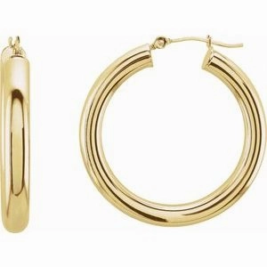 14K Yellow Tube 20 mm Hoop Earrings