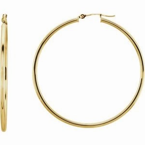 14K Yellow Tube 20 mm Hoop Earrings