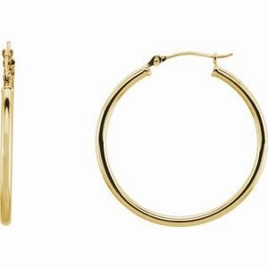14K Yellow Tube 20 mm Hoop Earrings