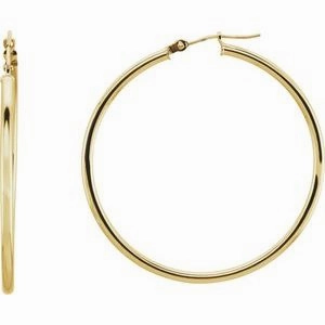 14K Yellow Tube 20 mm Hoop Earrings