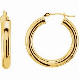 14K Yellow Tube 20 mm Hoop Earrings