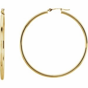 14K Yellow Tube 20 mm Hoop Earrings