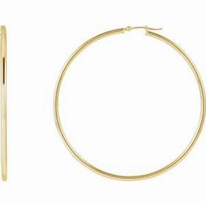 14K Yellow Tube 60 mm Hoop Earrings
