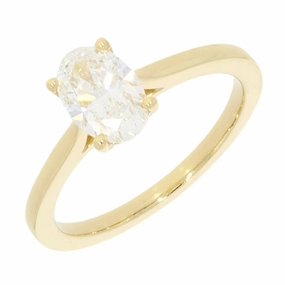 18ct Gold 1.00ct Oval Brilliant Cut Lab Grown Diamond Solitaire Ring E VVS 1