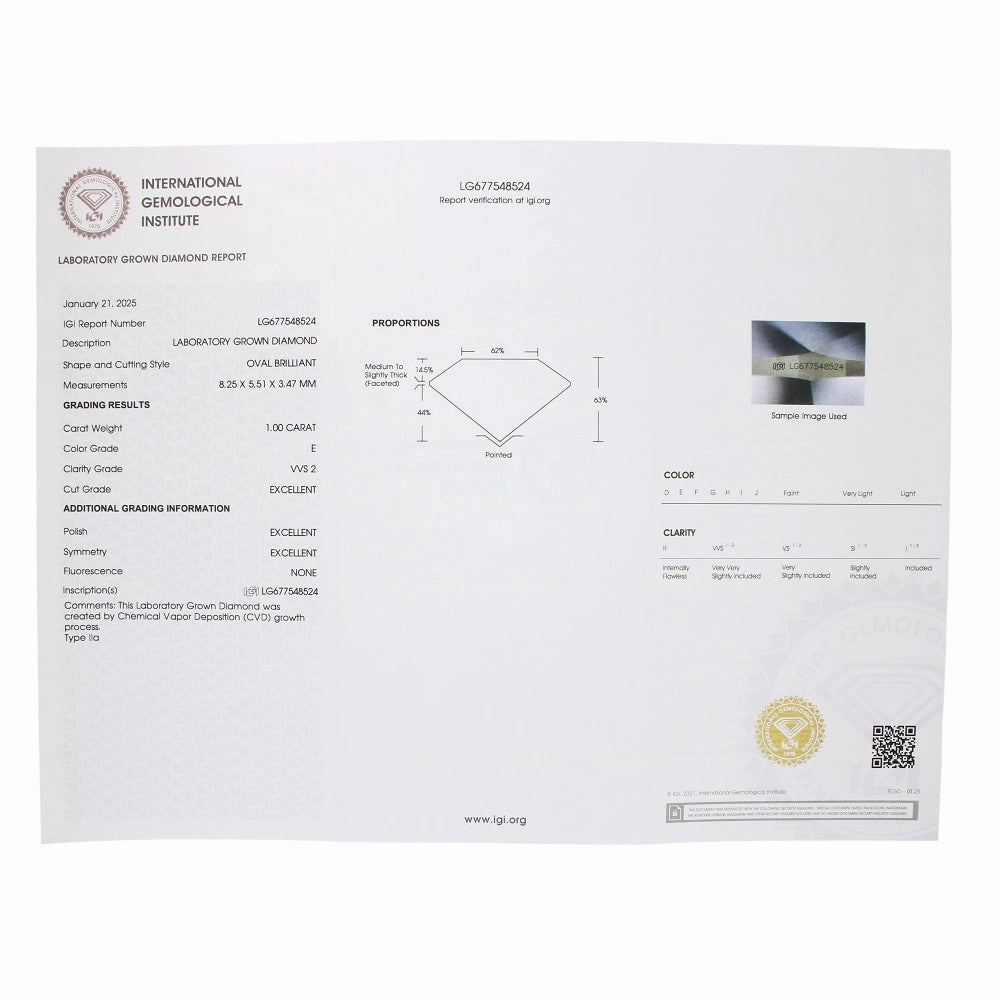 18ct Gold 1.00ct Oval Brilliant Cut Lab Grown Diamond Solitaire Ring E VVS 1