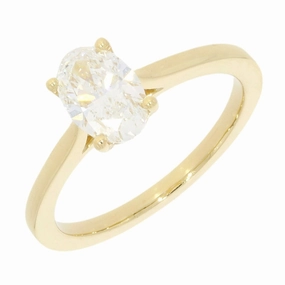 18ct Gold 1.00ct Oval Brilliant Cut Lab Grown Diamond Solitaire Ring E VVS 1
