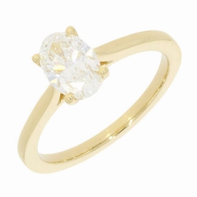 18ct Gold 1.00ct Oval Brilliant Cut Lab Grown Diamond Solitaire Ring E VVS 1