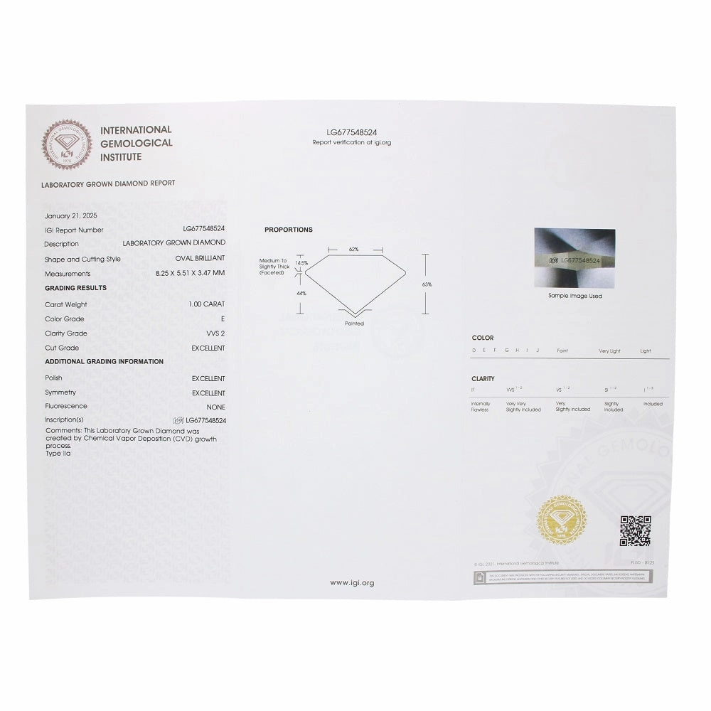 18ct Gold 1.00ct Oval Brilliant Cut Lab Grown Diamond Solitaire Ring E VVS 1