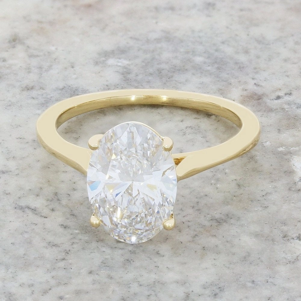 18ct Gold 2.75ct Oval Brilliant Cut Lab Grown Diamond Solitaire Ring G SI 1