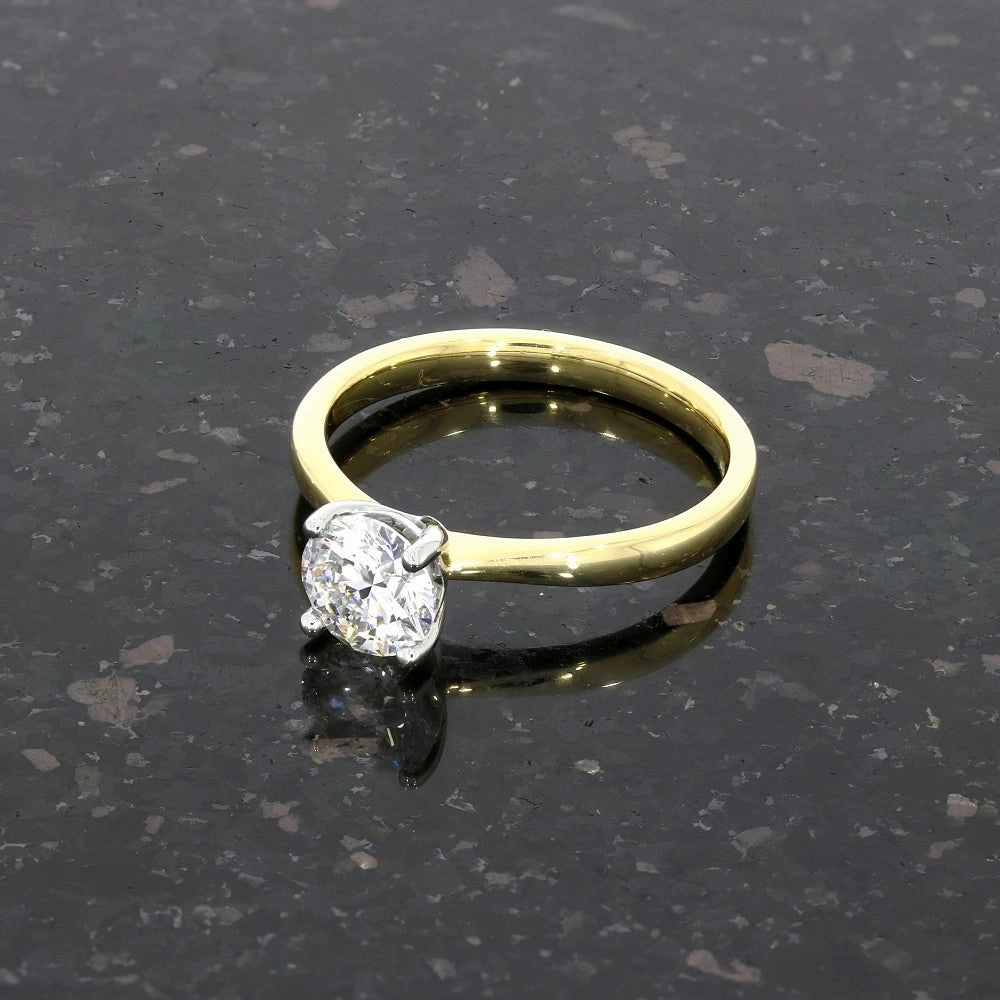 18ct Gold and Platinum 1.00ct Brilliant Cut Lab Grown Diamond Solitaire Ring D VS1