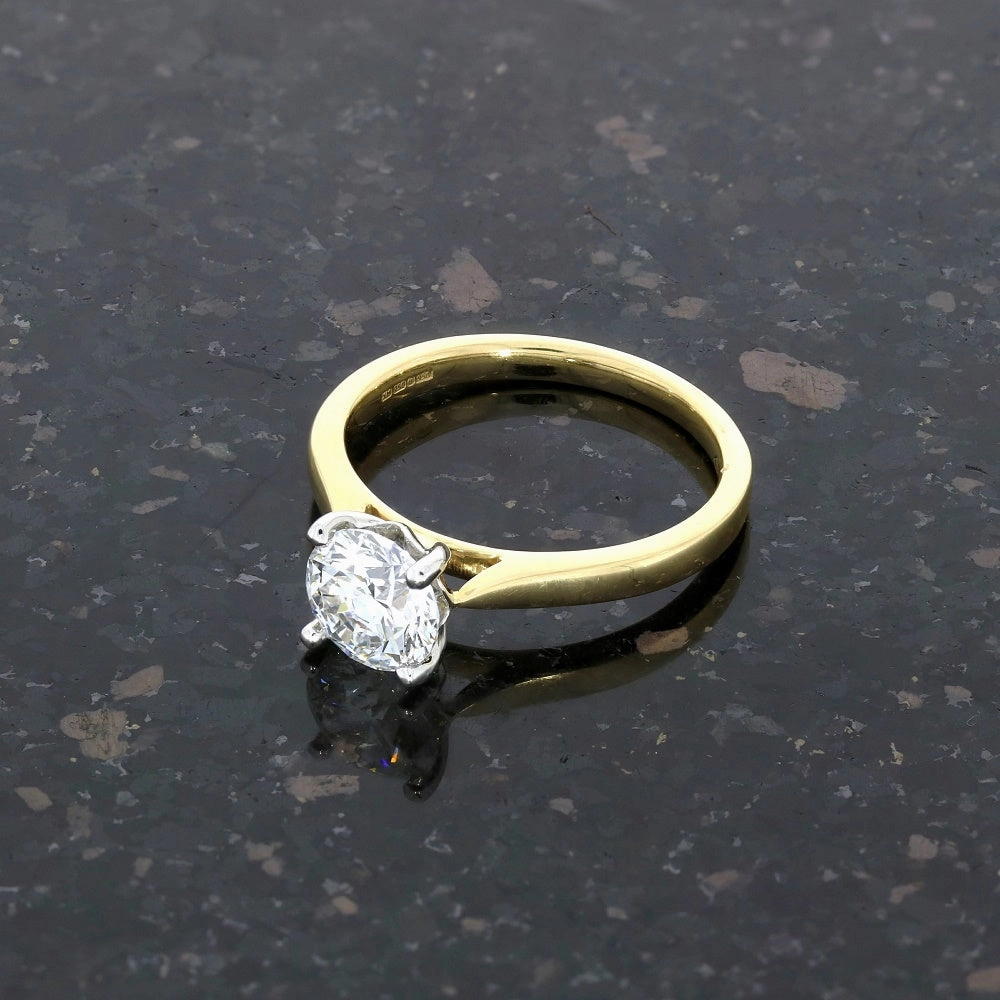 18ct Gold and Platinum 1.23ct Brilliant Cut Lab Grown Diamond Solitaire Ring D VS2