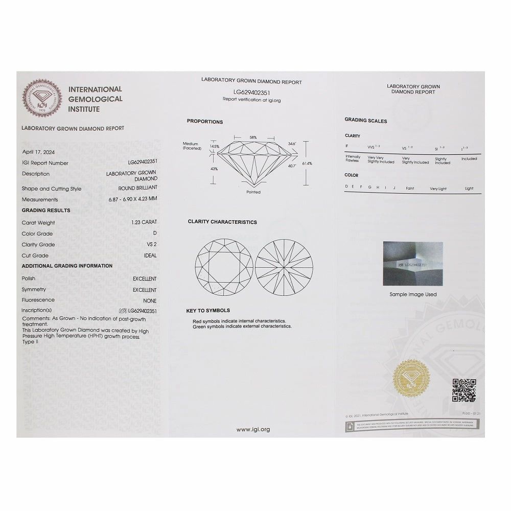 18ct Gold and Platinum 1.23ct Brilliant Cut Lab Grown Diamond Solitaire Ring D VS2