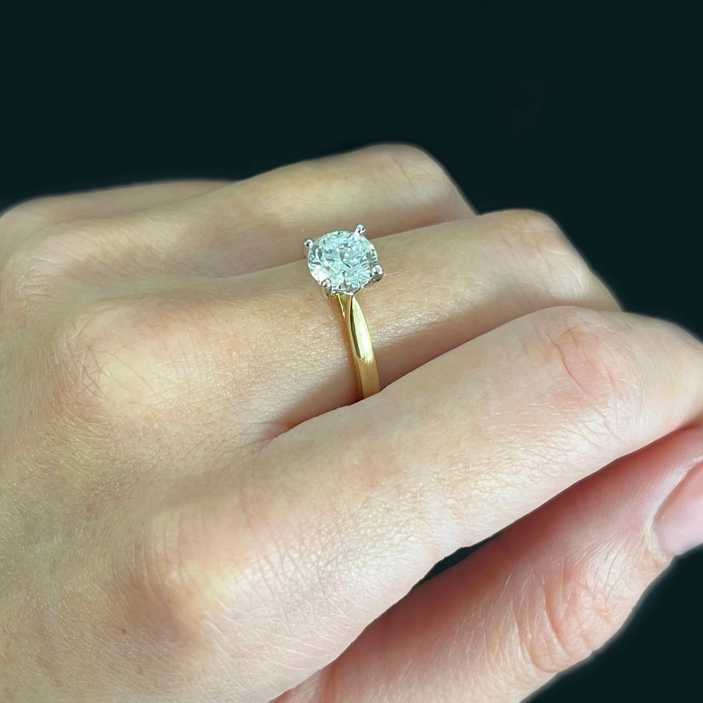 18ct Gold and Platinum 1.23ct Brilliant Cut Lab Grown Diamond Solitaire Ring D VS2