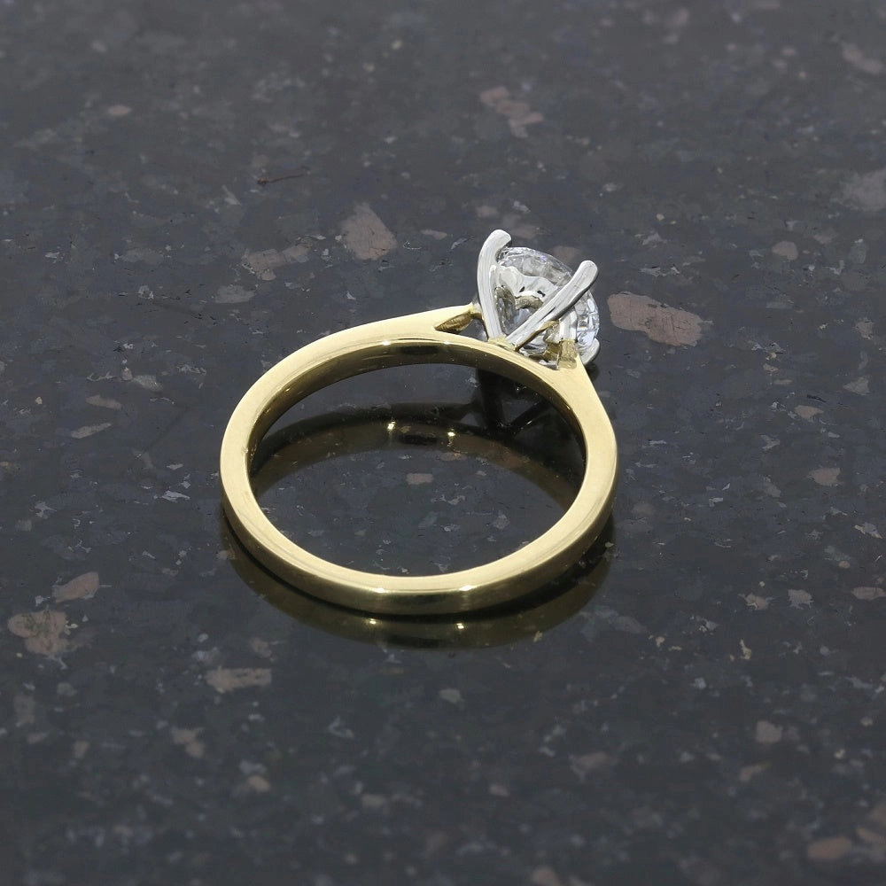18ct Gold and Platinum 1.23ct Brilliant Cut Lab Grown Diamond Solitaire Ring D VS2