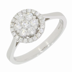 18ct White Gold 0.50ct Halo Cluster Diamond Ring