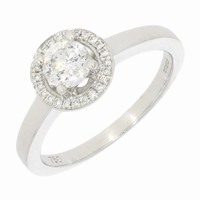 18ct White Gold 0.58ct Halo Cluster Diamond Ring