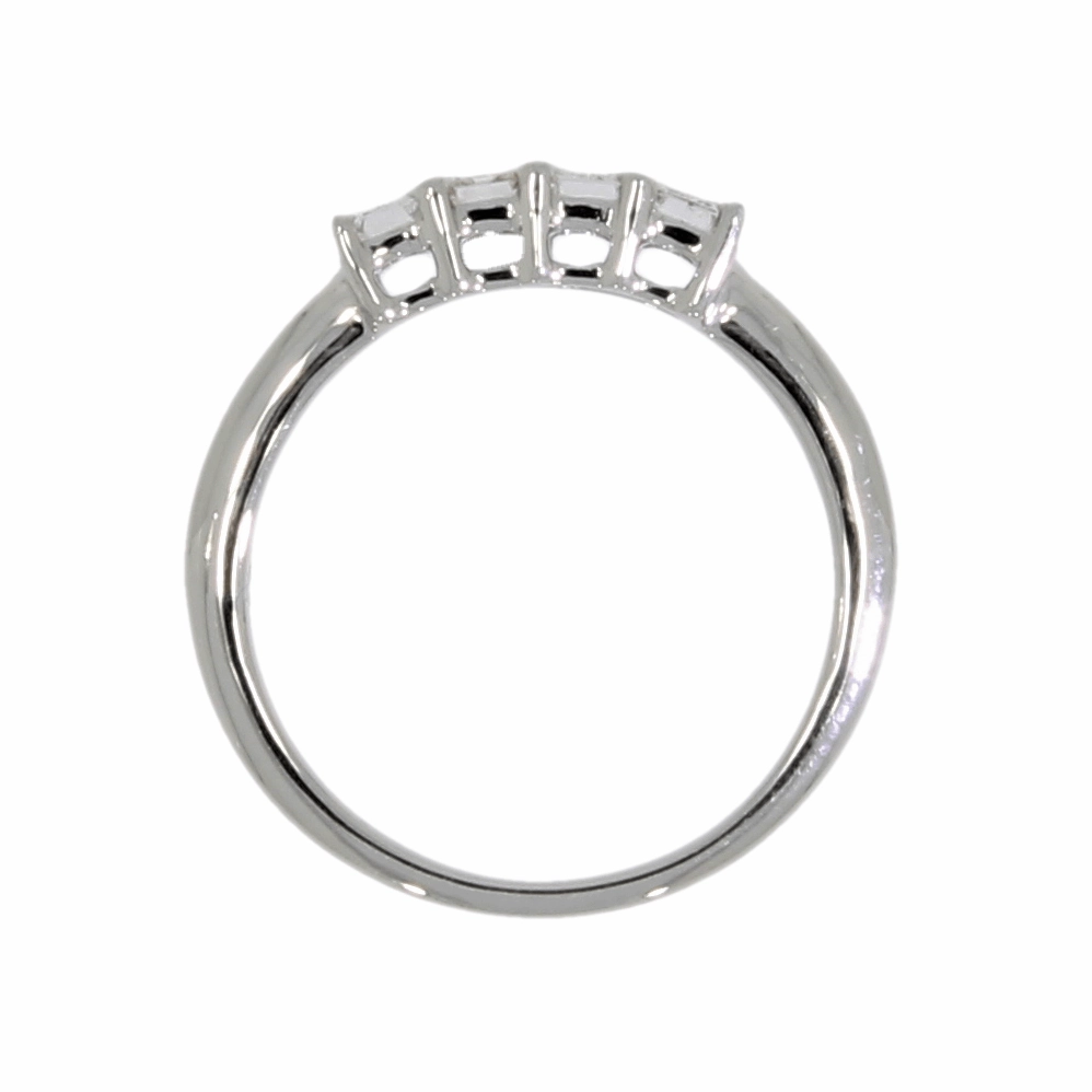 18ct White Gold 0.86ct Emerald Cut Diamond 4 Stone Ring