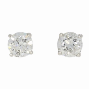 18ct White Gold 1.01ct Solitaire Diamond Stud Earrings