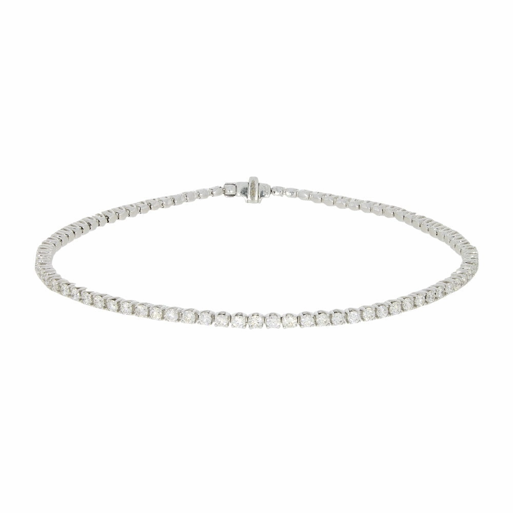 18ct White Gold 1.84cts Brilliant Cut Diamond Line Tennis Bracelet