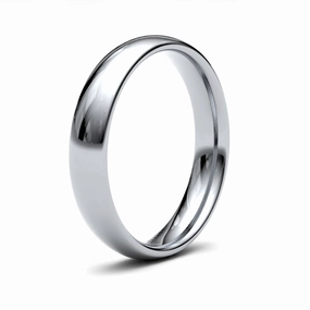 18ct White Gold Traditional Court 4mm Medium Weight Polished Ladies Wedding Ring