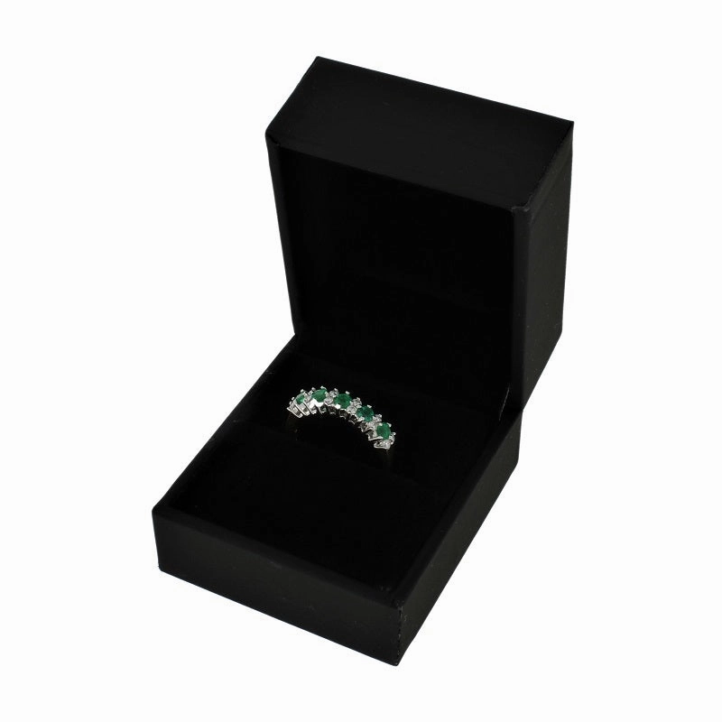 18ct Yellow Gold 0.24ct Diamond & Emerald Half Eternity Ring