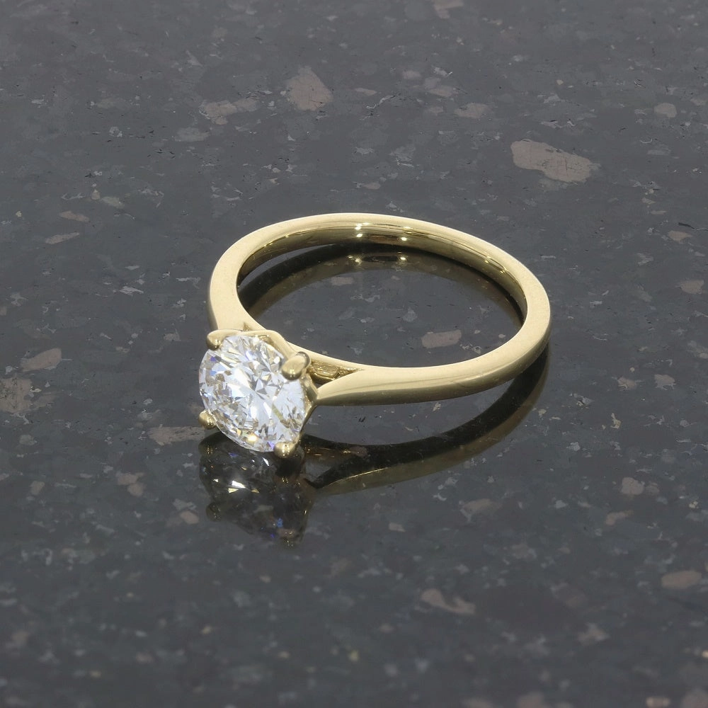 18ct Yellow Gold 1.22ct Brilliant Cut Lab Grown Diamond Solitaire Ring D VS1