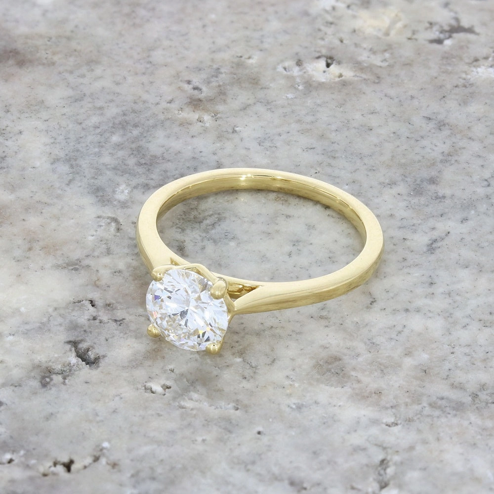 18ct Yellow Gold 1.22ct Brilliant Cut Lab Grown Diamond Solitaire Ring D VS1