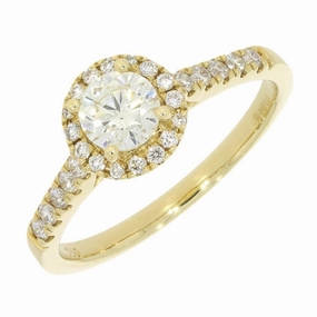 18ct Yellow Gold Brilliant Cut 0.50ct Diamond Halo Cluster Ring