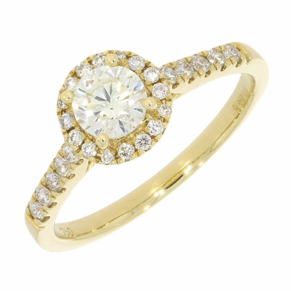 18ct Yellow Gold Brilliant Cut 0.50ct Diamond Halo Cluster Ring