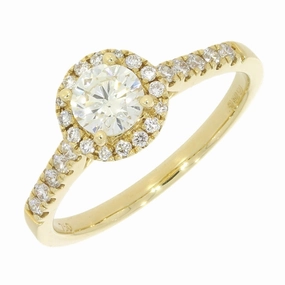 18ct Yellow Gold Brilliant Cut 0.50ct Diamond Halo Cluster Ring