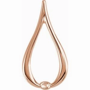18K White 22x12 mm Freeform Pendant