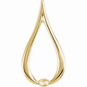 18K White 22x12 mm Freeform Pendant