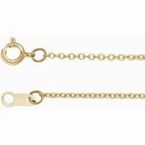 18K Yellow 1 mm Cable 20" Chain